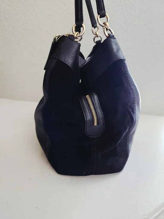 Euc Coach Lexy Black Suede & Leather Shoulder Bag - Picture 8 of 17